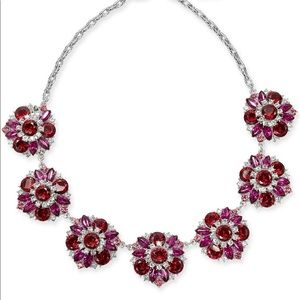 Red Crystal and Stone Frontal Necklace